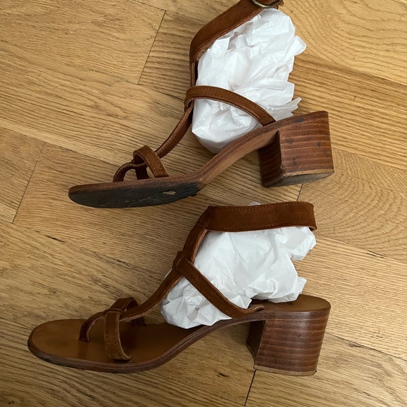 K Jacques Cognac Suede Block Heel Sandal size 7 - Picture 3 of 5